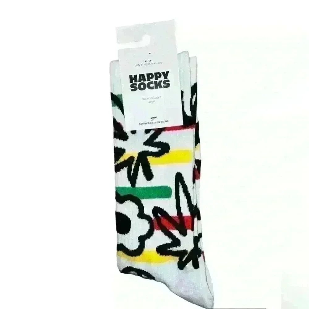 HAPPY SOCKS Women's Navy Big Multi Dot Soft Crew Cotton Socks Size 7-8 NWT
